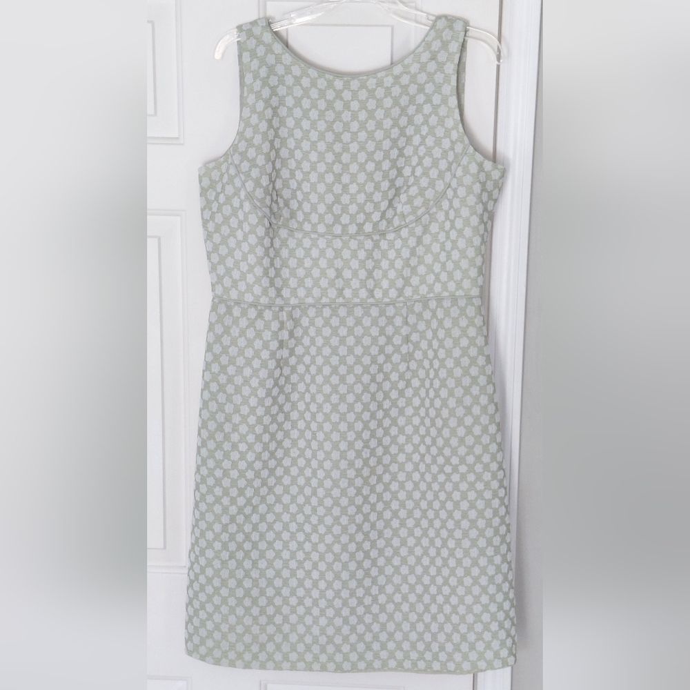 Positive Attitude Floral Lined Vintage Grandma Green White Midi Dress. Size 14.